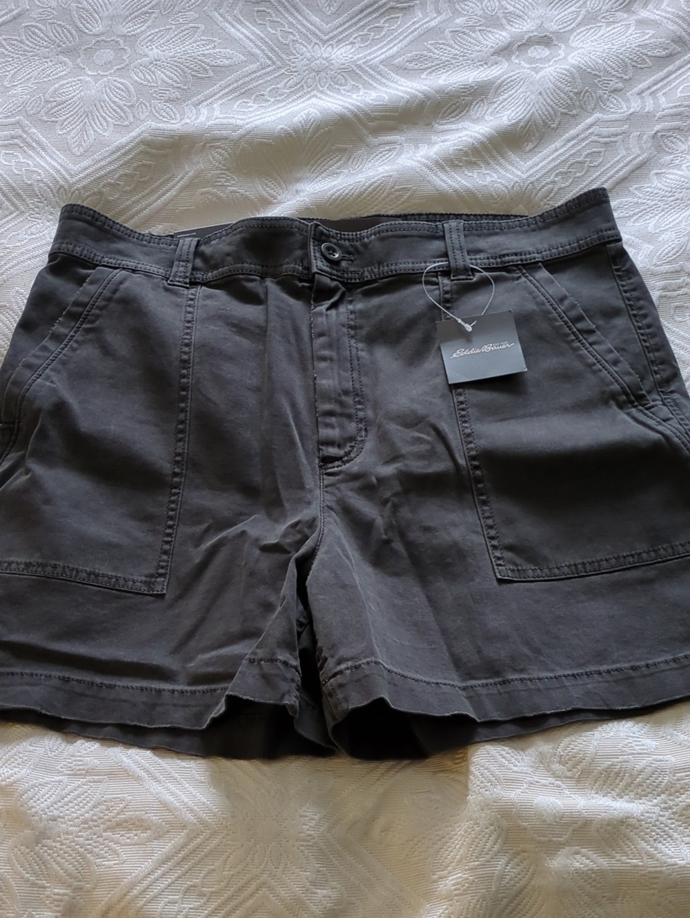NWT! Eddie Bauer Women's Charcoal Utility High Rise Shorts